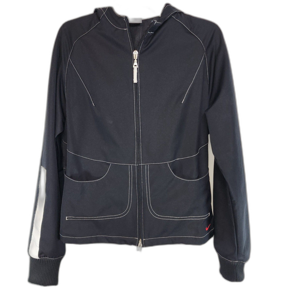 Y2K Nike Black Hooded Zipper Jacket Size XS